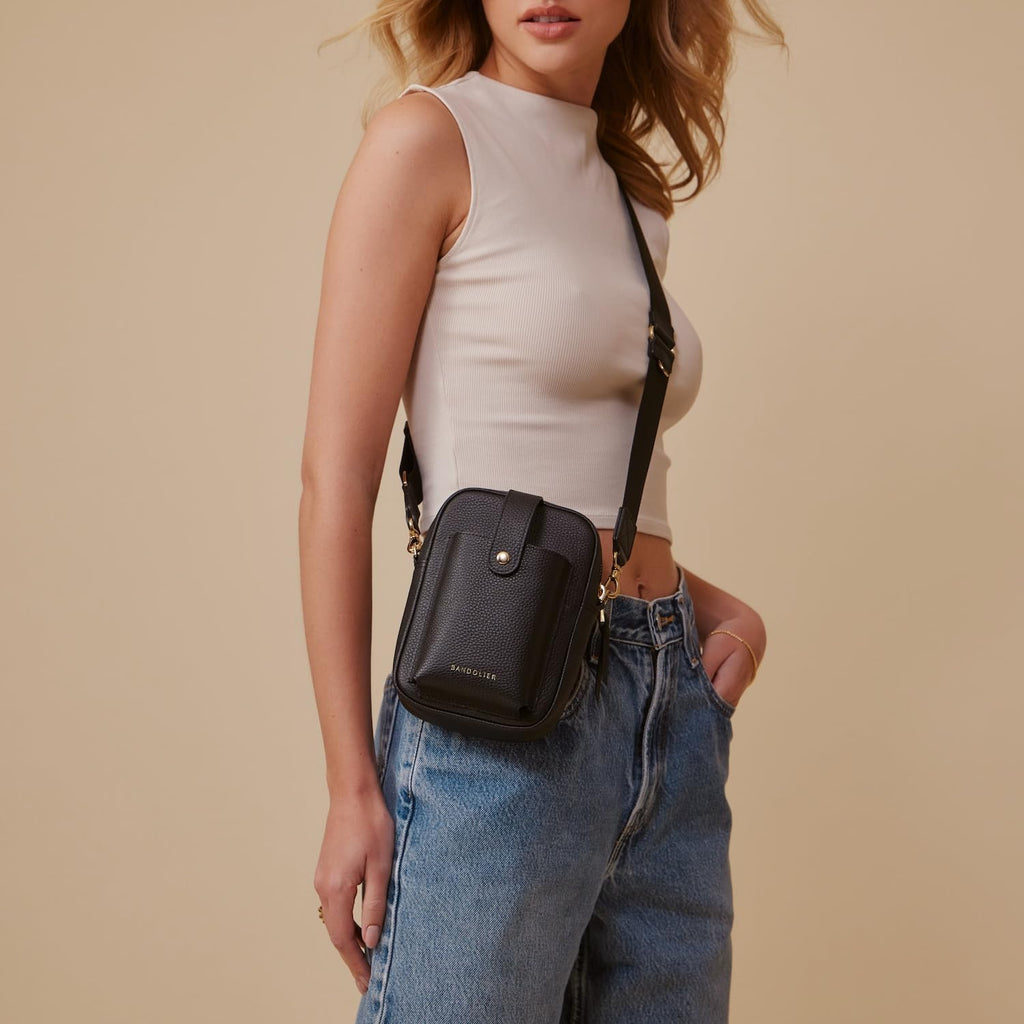 Bandolier Dillon Bag Crossbody | Stylish Pebble Leather Bag | Adjustable Strap, Exterior Slip Pocket | Bags for Women