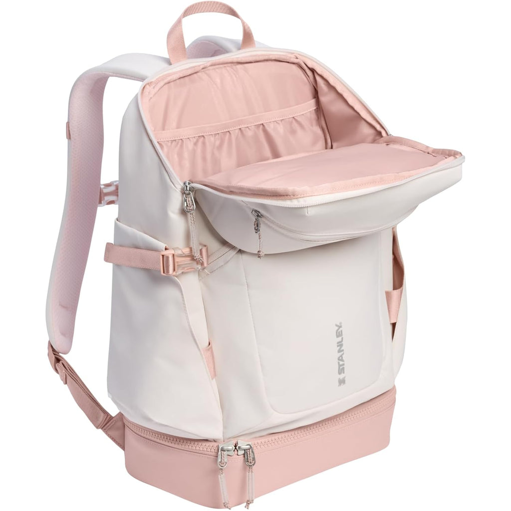 Stanley Vitalize Backpack | Gym, Work & Travel Bag With Laptop Sleeve | Expandable Bottom Compartment | Tumbler & Water Bottle Pockets | Durable Recycled Fabric | Rose Quartz