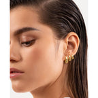 Surgical Steel Small Huggie Hoop Earrings for Women Set,14K Gold Plated Hypoallergenic Lightweight Earrings, Waterproof Non-Tarnish Circular Huggies for Multiple Piercings