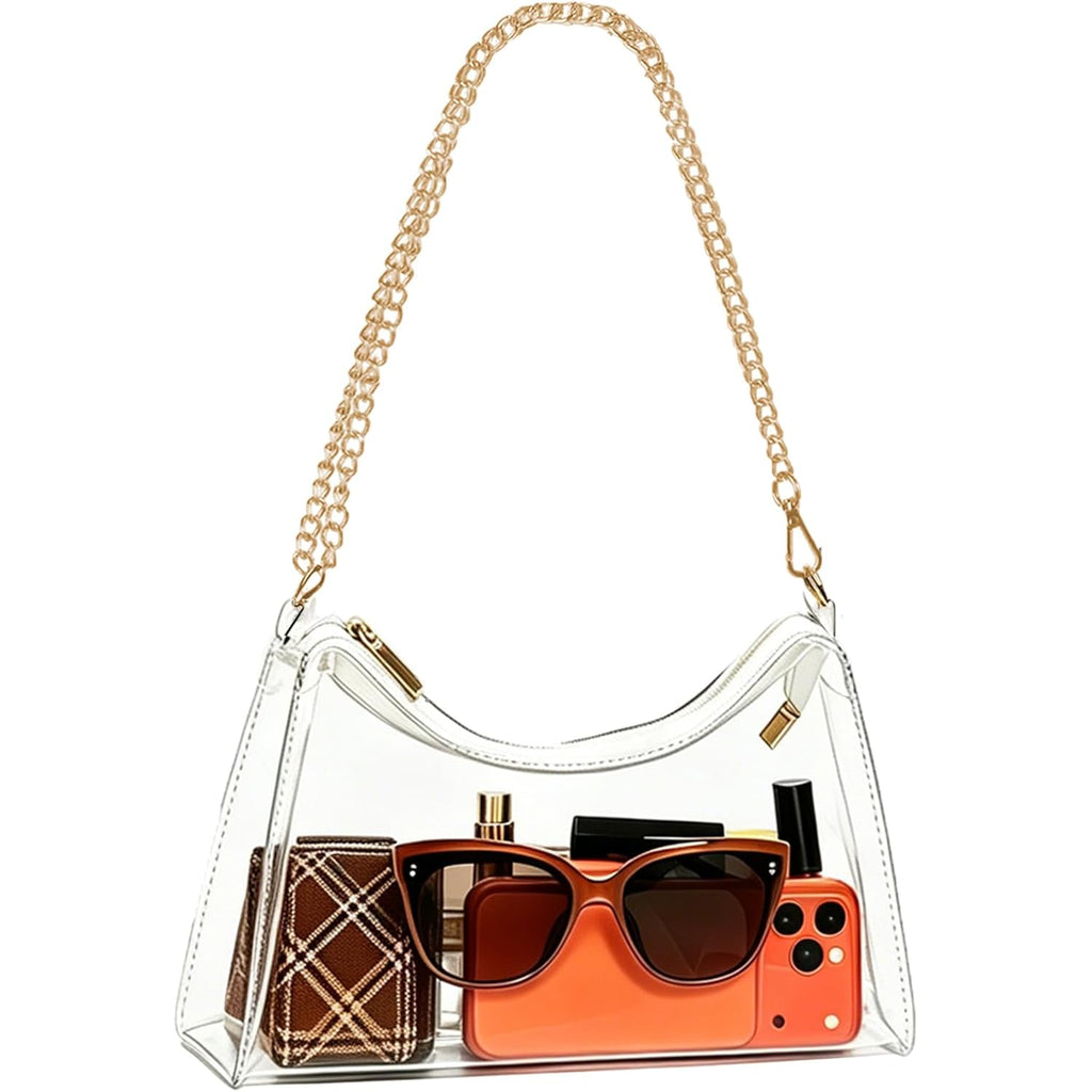 Clear Purse Bag For Stadium Events Transparent Clear Crossbody Shoulder Chain Bag