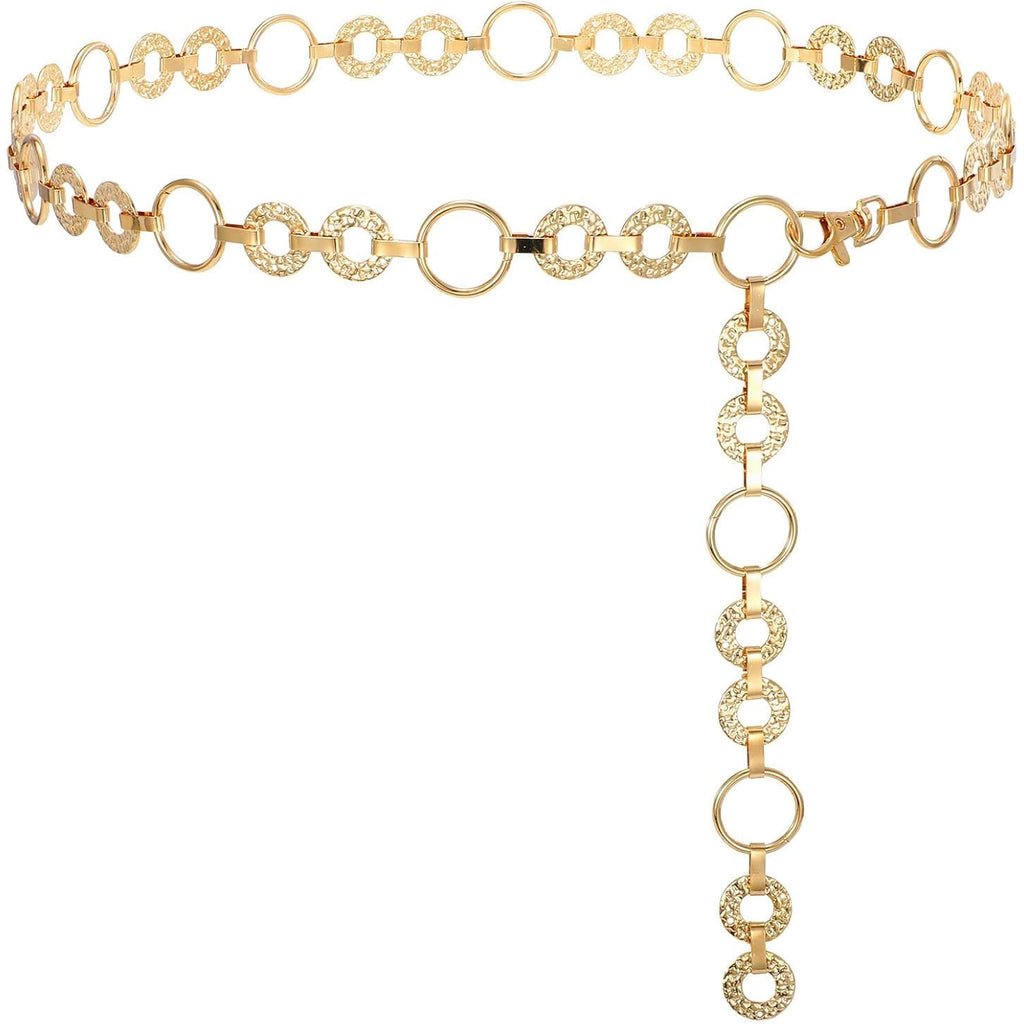 WHIPPY Metal Waist Chain Belt Women Adjustable Body Link Belts Ladies Fashion Chain for Jeans Dress