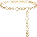 WHIPPY Metal Waist Chain Belt Women Adjustable Body Link Belts Ladies Fashion Chain for Jeans Dress