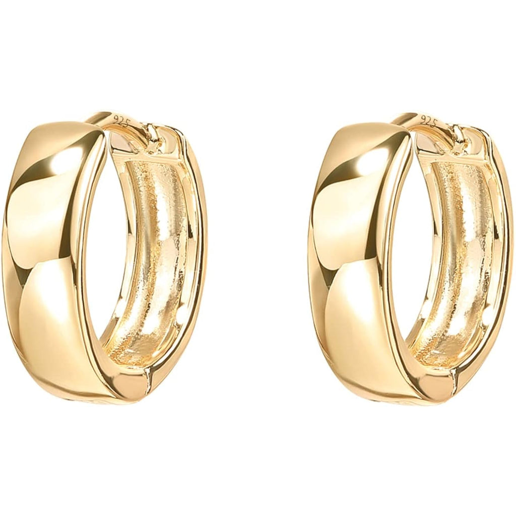 PAVOI 14K Gold Plated 925 Sterling Silver Post Huggie Earrings - Small Hoop Earrings for Women