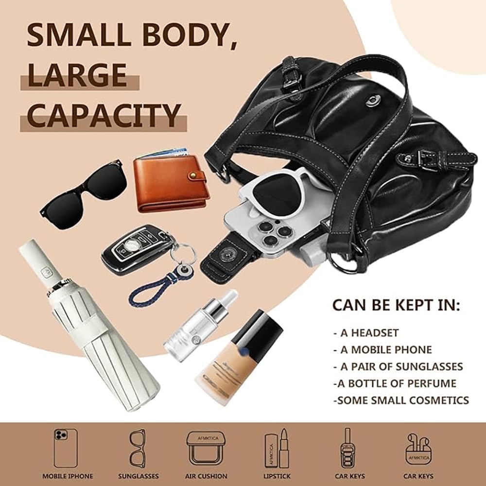 Y2K Trendy Purse For Women, Leather Buckle Punk Hobo Clutch Purses Bags For Ladies Top Handle Shoulder Bag