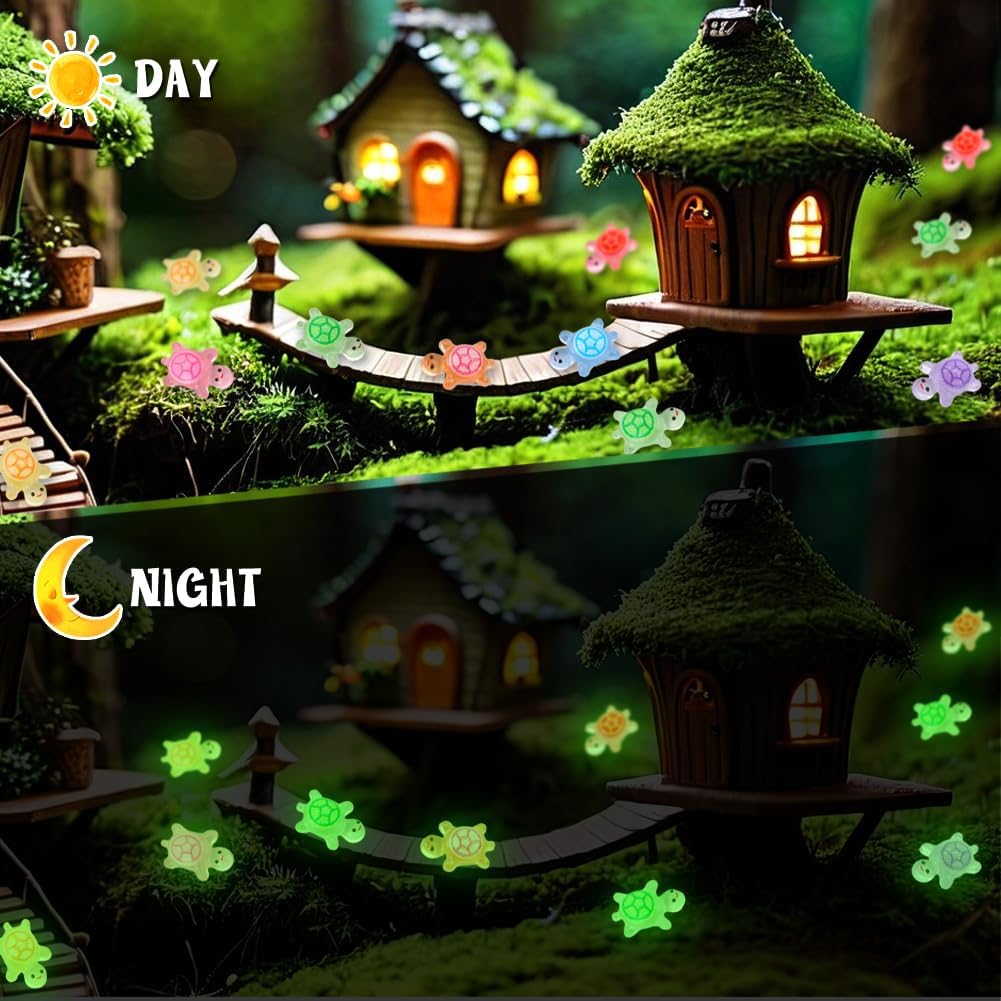 200 Pcs Mini Resin Turtles Glow In The Dark Sea Animals For Dollhouse Decor