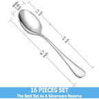 Teaspoon Set,16 Piece 6.7" Spoons Silverware, Premium Food Grade Stainless Steel Tea Spoons, Durable Small Spoon, Good Teaspoons, Kitchen Dessert Spoon Set, Mirror Finish & Dishwasher Safe