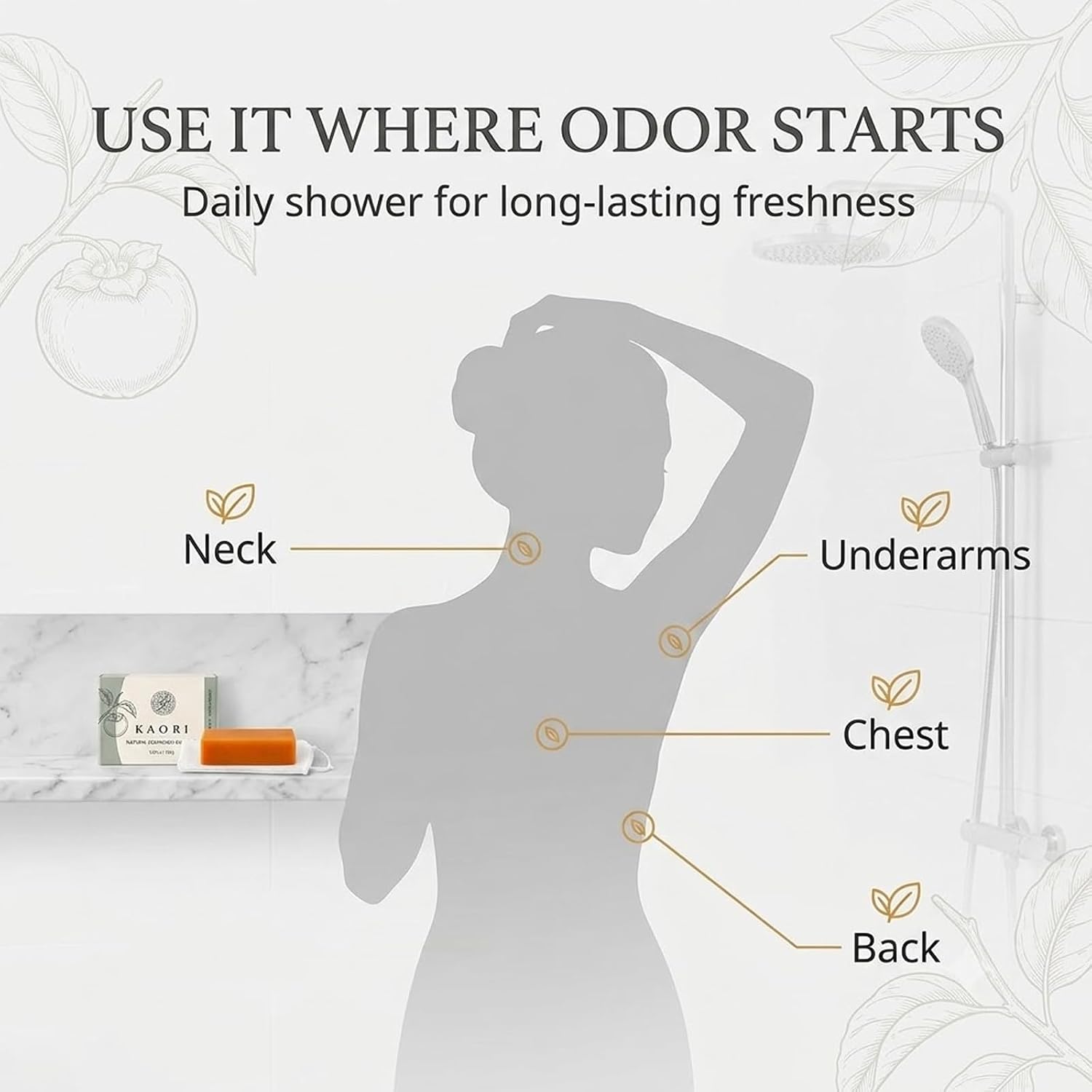 Kaori Persimmon Soap For Old People Smell, With Persimmon Extract Soap, Leaves Skin Feeling Fresh And Cared For