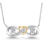 Gem Stone King 925 Silver and 10K Yellow Gold Lab Grown Diamond Pendant Necklace for Women | 0.60 Cttw | Gemstone April Birthstone | Round 4MM | DEF Color | VVS-VS Clarity | With 18 Inch Chain
