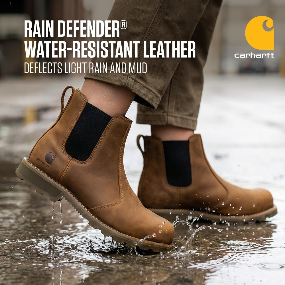 Carhartt Women'S Frontier Water-Resistant Chelsea Steel Toe Boots For Women - Lightweight Eva Midsole, Durable Rubber Outsole And Cushion Footbed