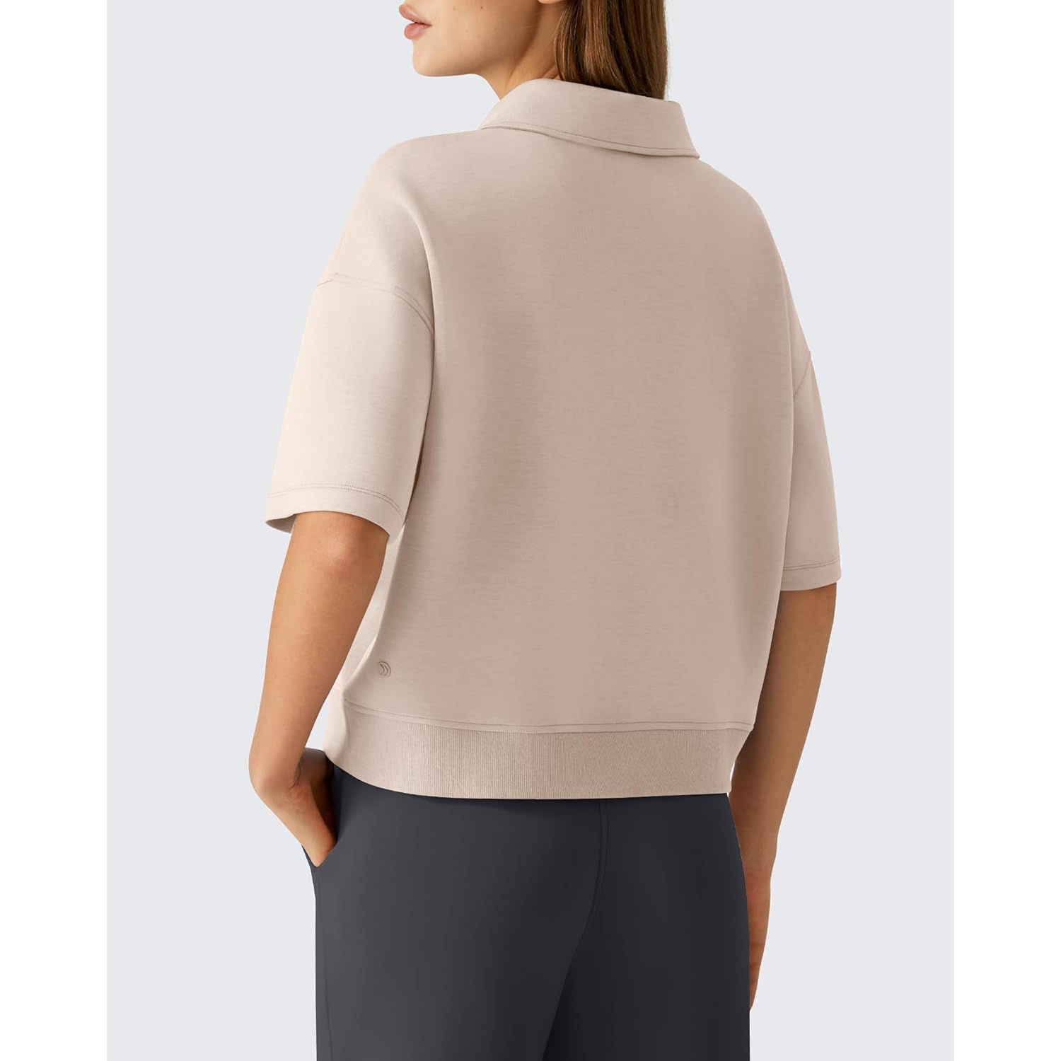 Smoofit Modal Soft Polo Shirts for Women Zip Up Short Sleeve Tops Loose Fit for Casual Business Work