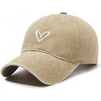 Yumeno Women'S Heart Embroidered Baseball Cap Vintage Washed Cotton Adjustable Low Profile Dad Hats