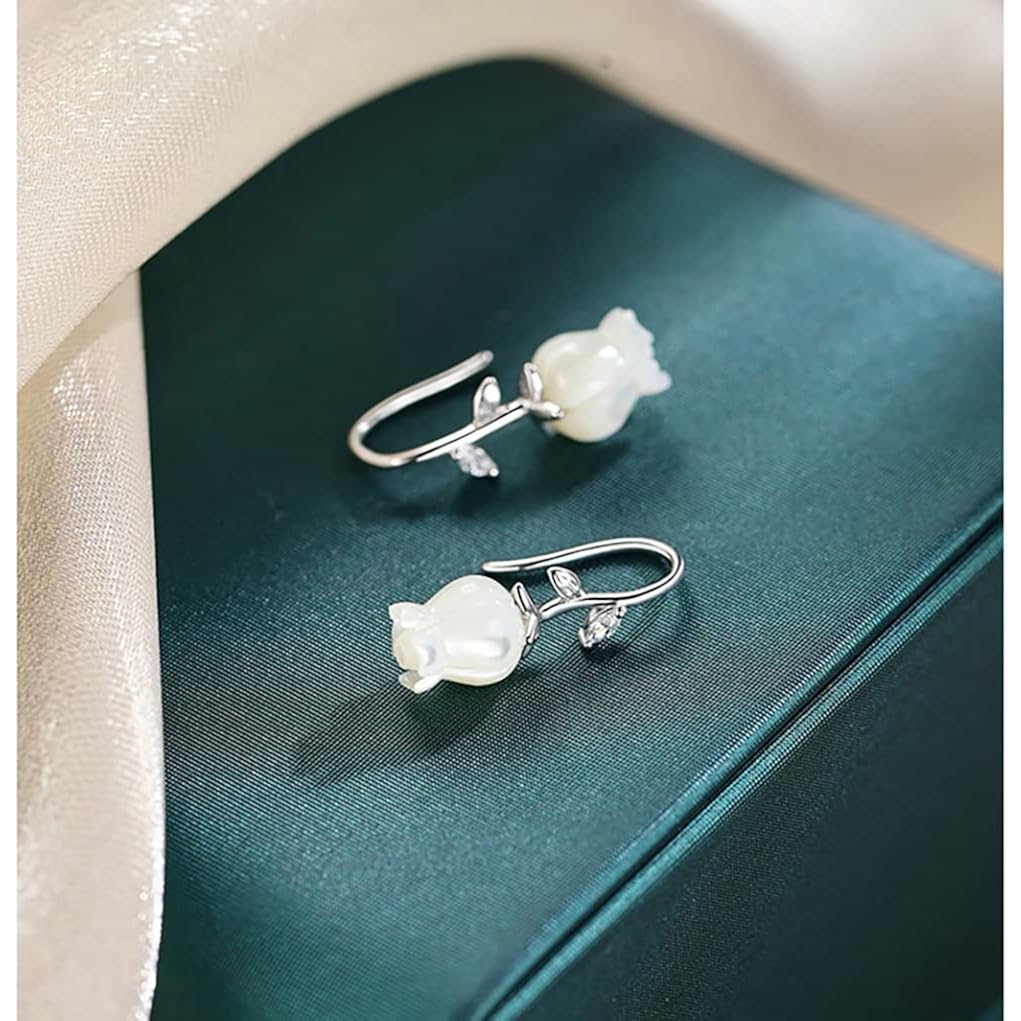Reffeer Solid 925 Sterling Silver Flower Crawler Cuff Earrings Wraps for Women Teens Flower Wrap Earrings Climber