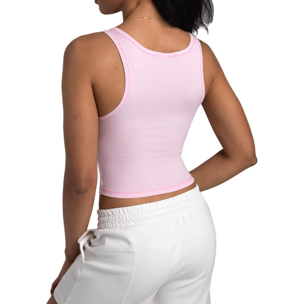 Danysu Women Rib Tank Top Padded Workout Top Square Neck Crop Tank Fitted Basic Cami Tops