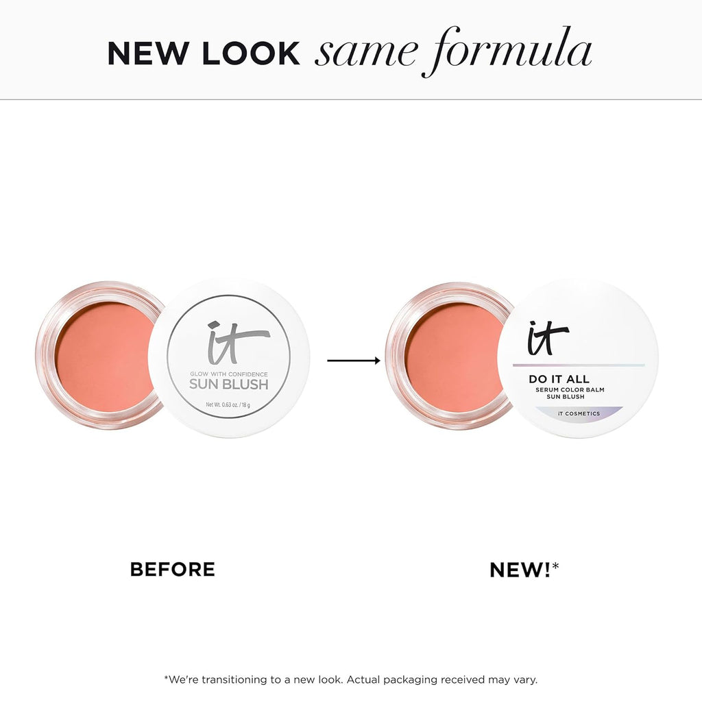 IT Cosmetics Do It All Serum Color Balm Sun Cream Blush & Bronzer, Blendable & Buildable, Lift, Reshape, All-Over Color, 24HR Hydration, Hyaluronic Acid, Peptides & Vitamin E - 0.63 oz