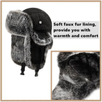 Winter Trooper Trapper Hat Faux Fur Russian Cossack Ushanka Hat with Earflaps Fuzzy Hunting Ski Snow Cap Unisex