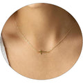VIROMY Gold Cross Necklace for Women 14K Gold Plated Cute Sidways Cross Pendant Choker Necklaces Simple Trendy Everyday Jewelry for Women