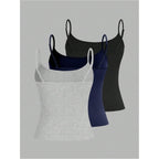 SOLY HUX Women's Sleeveless Crop Camisole 3 Packs Spaghetti Strap Tank Tops Slim Fit Cami Shirts