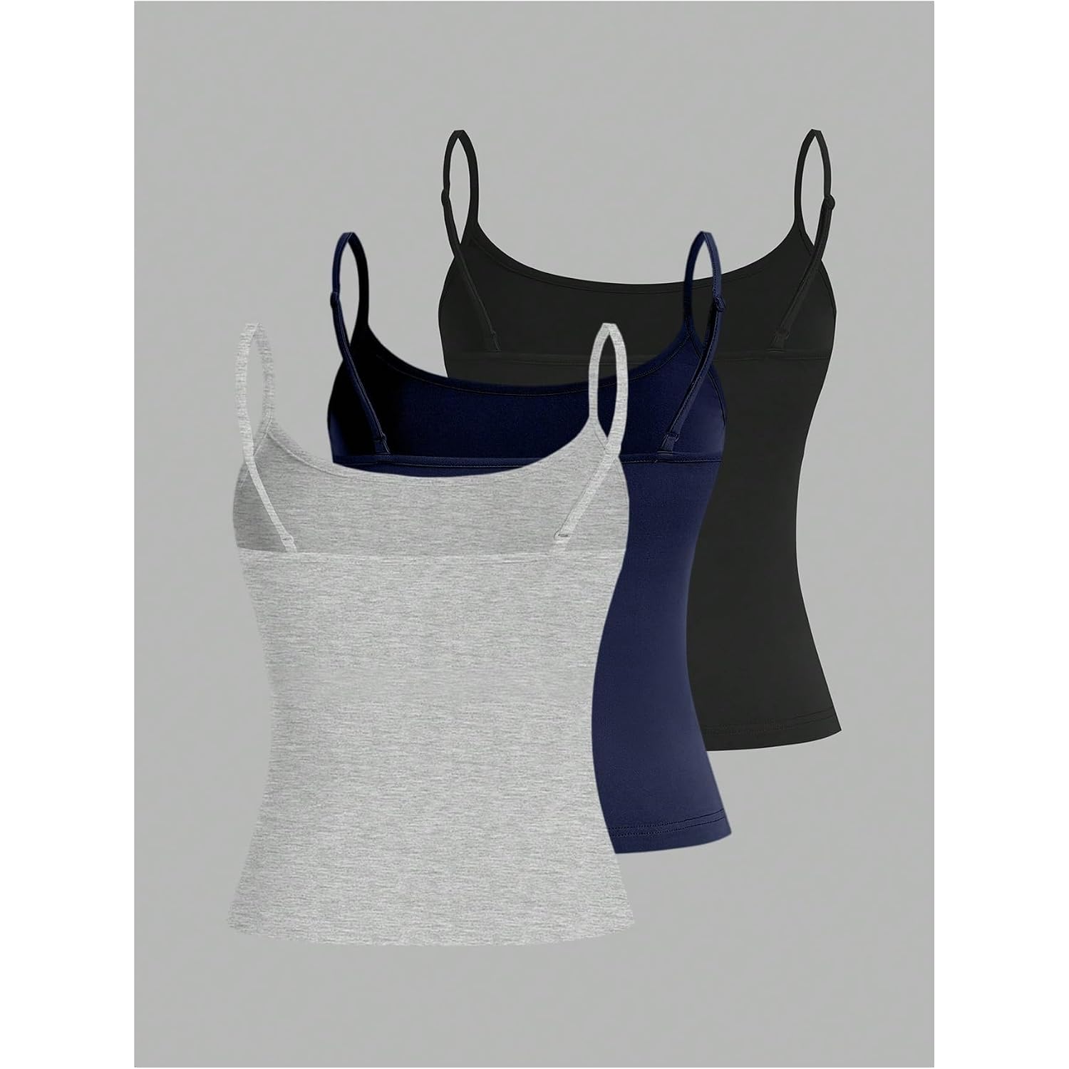 SOLY HUX Women's Sleeveless Crop Camisole 3 Packs Spaghetti Strap Tank Tops Slim Fit Cami Shirts
