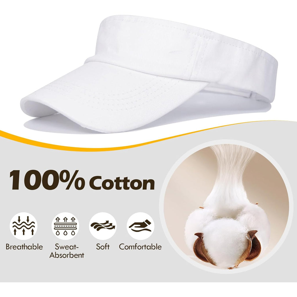 Comfortable Breathable Sun Visors for Women-Cotton Structured Brim Pontail Visor Hats for Casual,Walking,Beach
