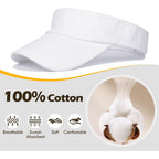 Comfortable Breathable Sun Visors for Women-Cotton Structured Brim Pontail Visor Hats for Casual,Walking,Beach