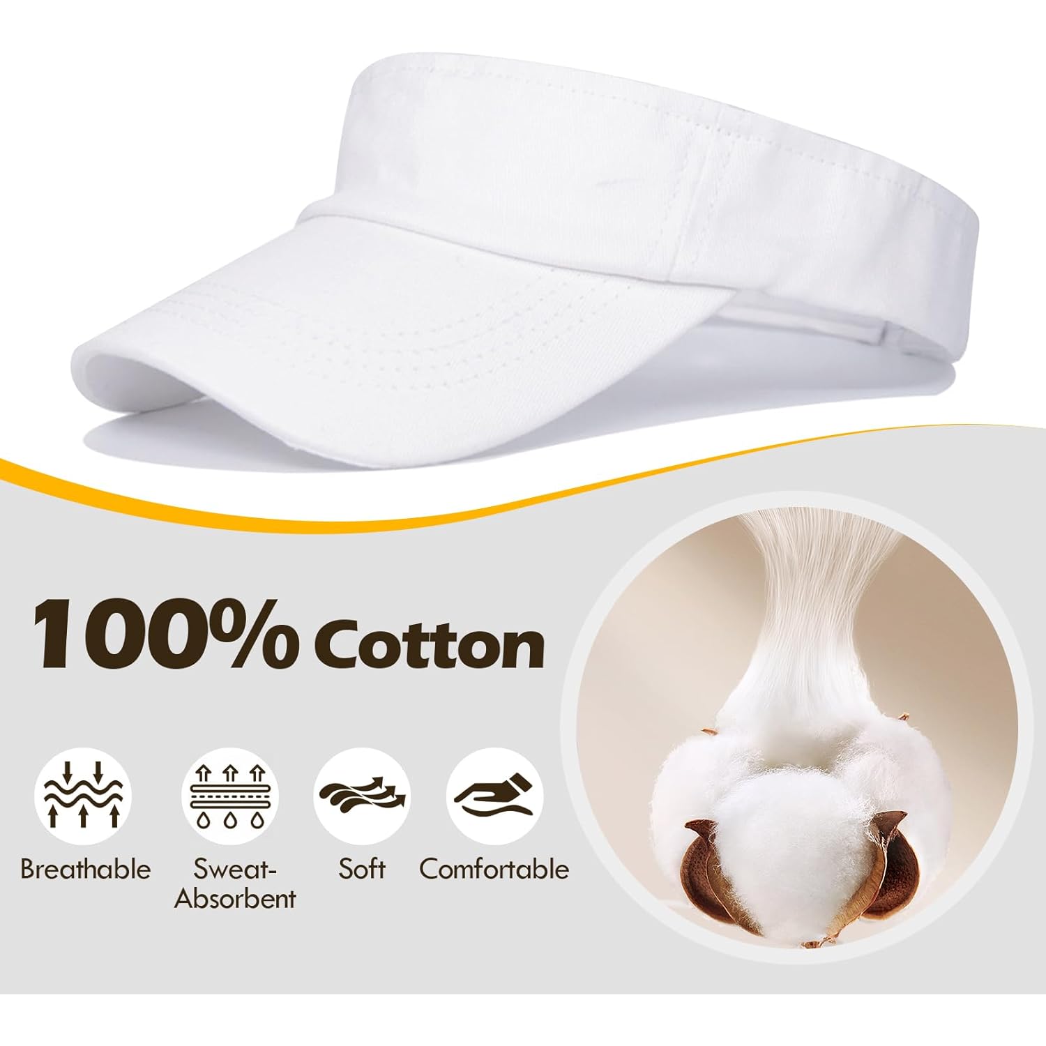 Comfortable Breathable Sun Visors for Women-Cotton Structured Brim Pontail Visor Hats for Casual,Walking,Beach