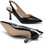 Rilista Women'S Slingback Kitten Heels Closed Pointed Toe Backless Wedding Party Dress Pumps Shoes