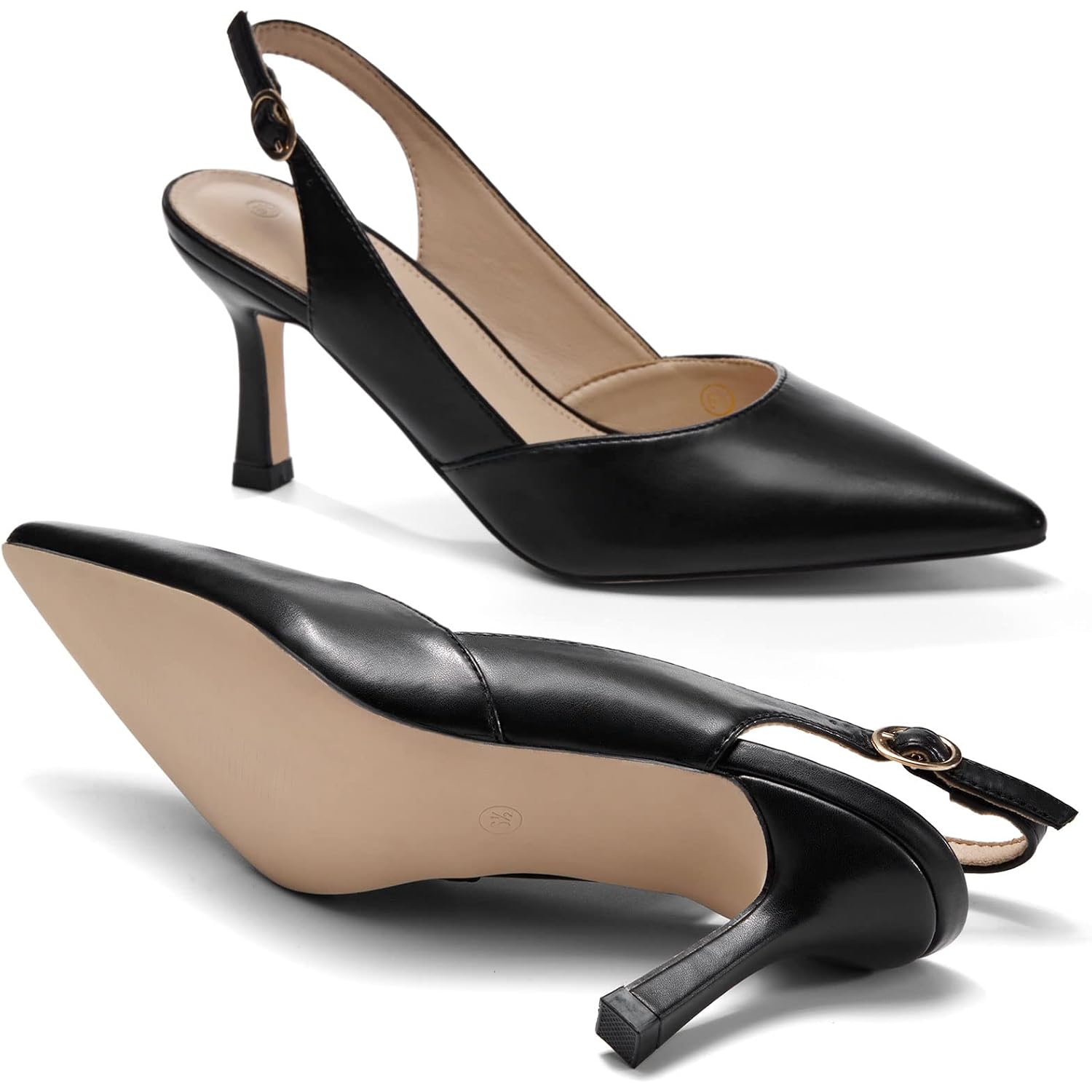 Rilista Women'S Slingback Kitten Heels Closed Pointed Toe Backless Wedding Party Dress Pumps Shoes