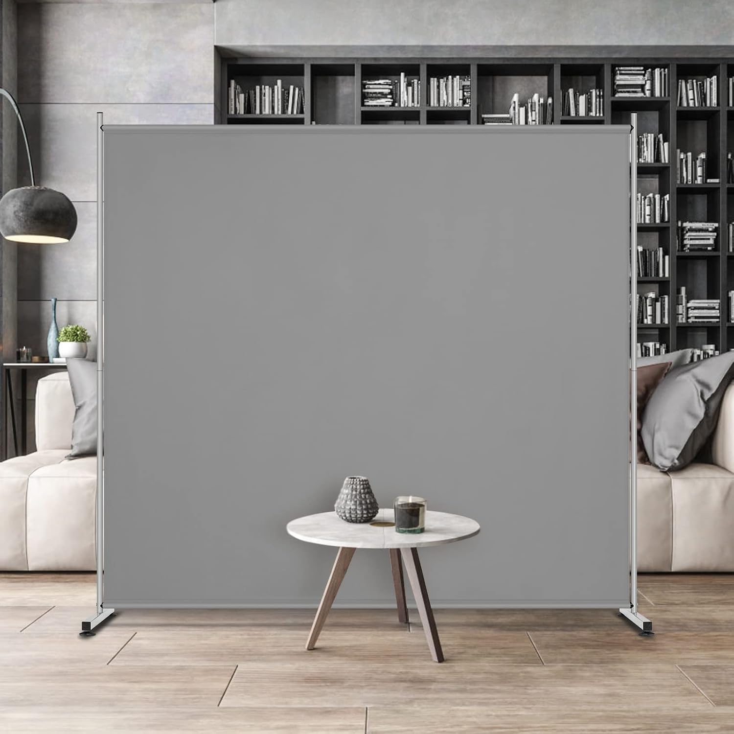Rantila Single Large Panel Room Divider, Privacy Screen For Office, Partition Separators, Freestanding Divider 71''W X 69.5''H, Grey