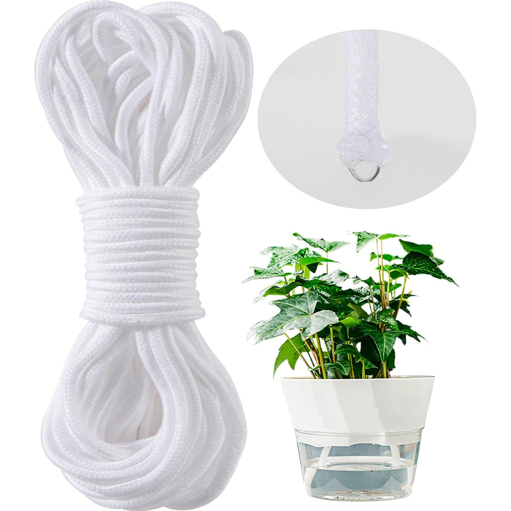 Maqihan Wicking Rope For Plants - 50 Feet 1/4 Inch Self Watering Wick Cord | Water Wicks, Cotton Rope, Plant Wicks, Diy Vacation Watering System, Capillary Wick For Garden, Orchid, Tomato, Potted Plants