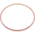 Swarovski Matrix Tennis necklace, Round cut, Pink, Gold-tone plated