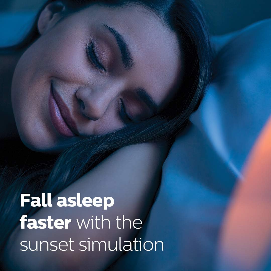 Philips Smartsleep Wake-Up Light, Colored Sunrise And Sunset Simulation, 5 Natural Sounds, Fm Radio & Reading Lamp, Tap Snooze, Hf3520/60