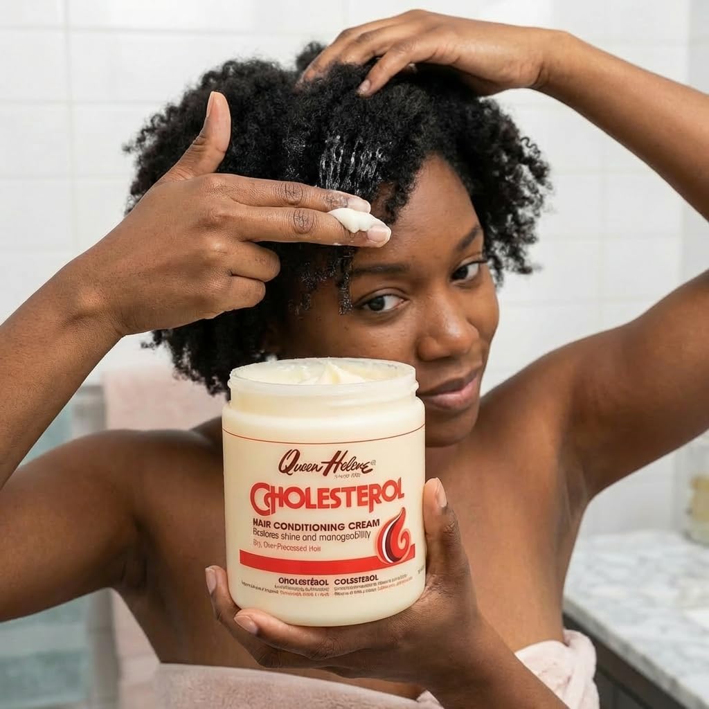 Queen Helene Cholesterol Hair Conditioning Cream – Deep Repair Treatment For Dry, Damaged & Chemically Treated Hair | Moisture-Restoring Mask | 15 Oz Jar | Deep Moisture