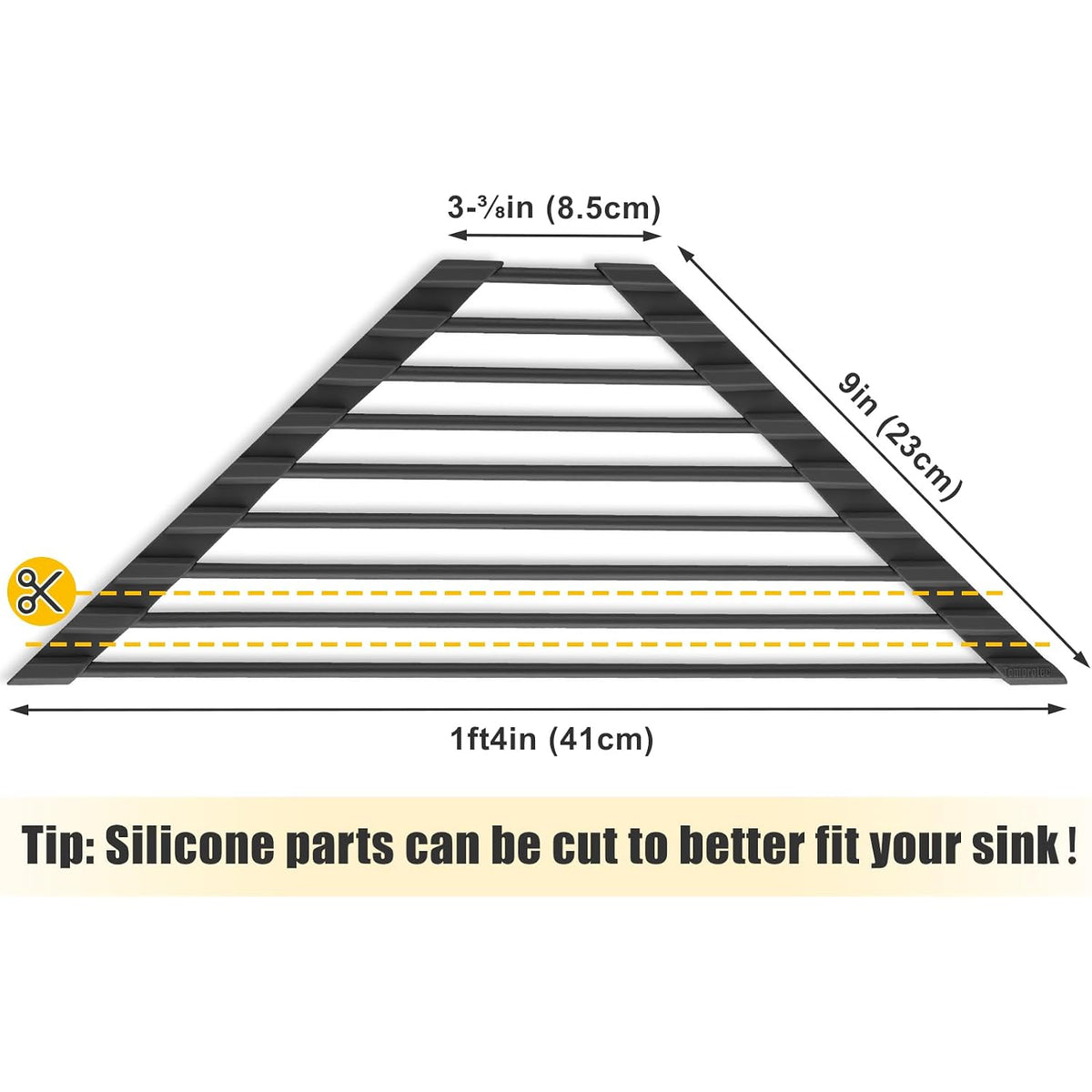 Tomorotec Small Triangle Roll-Up Dish Drying Rack With Silicone Coating Stainless Steel Frame For Sink Corners, Multipurpose Over-The-Sink Kitchen Drainer & Organizer For Space-Saving Storage (Black)