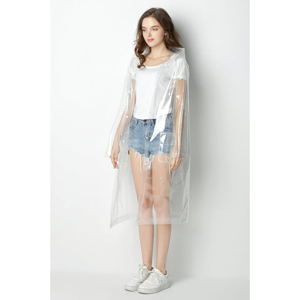 Freesmily Super Transparent Raincoat For Women Fashion Eva Waterproof Rain Poncho With Hood Drawstring