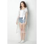 Freesmily Super Transparent Raincoat For Women Fashion Eva Waterproof Rain Poncho With Hood Drawstring