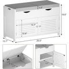 Choochoo Shoe Storage Bench With Lift Top Storage & Cushioned Seats | 29.5" Entryway Bench With 3 Compartments & Adjustable Shelf, For Entryway, White