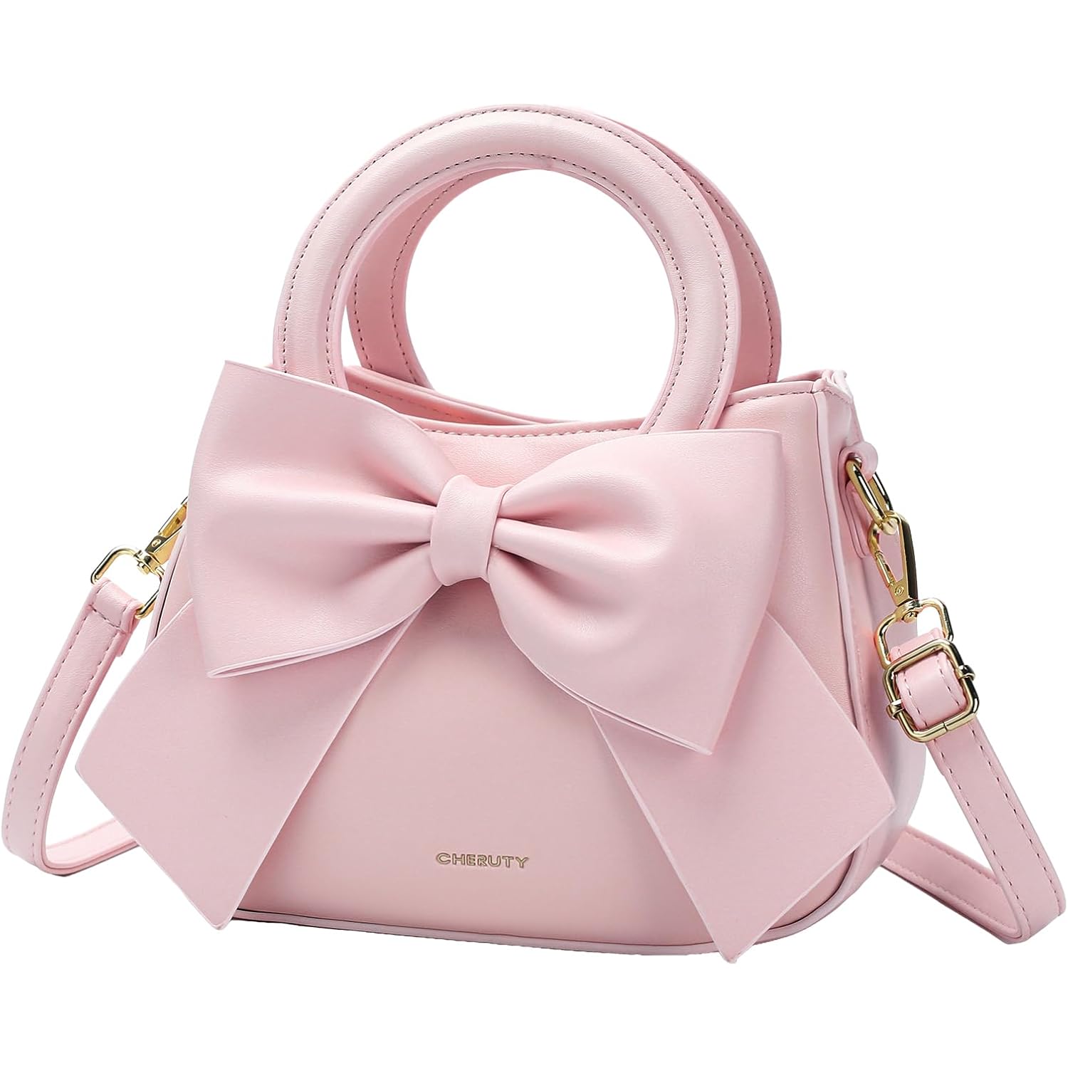 Small Purses for Women Crossbody Bag, Vegan Leather Crossbody Purses and Handbags with Top Carry Handle and Cute Bow Knot