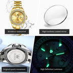 Olevs Ladies Watch Diamond Dress Quartz Analog Female Watches Stainless Steel Two Tone Waterproof Luminous Day Date For Womens Wrist Watch Gift
