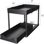 DEKAVA Under Sink Organizer 2 Pack, Bathroom Cabinet Organizer, 2 Tier Sliding Cabinet Basket Organizer Drawer, Multi-Purpose Bath Collection Baskets for Bathroom (Black)