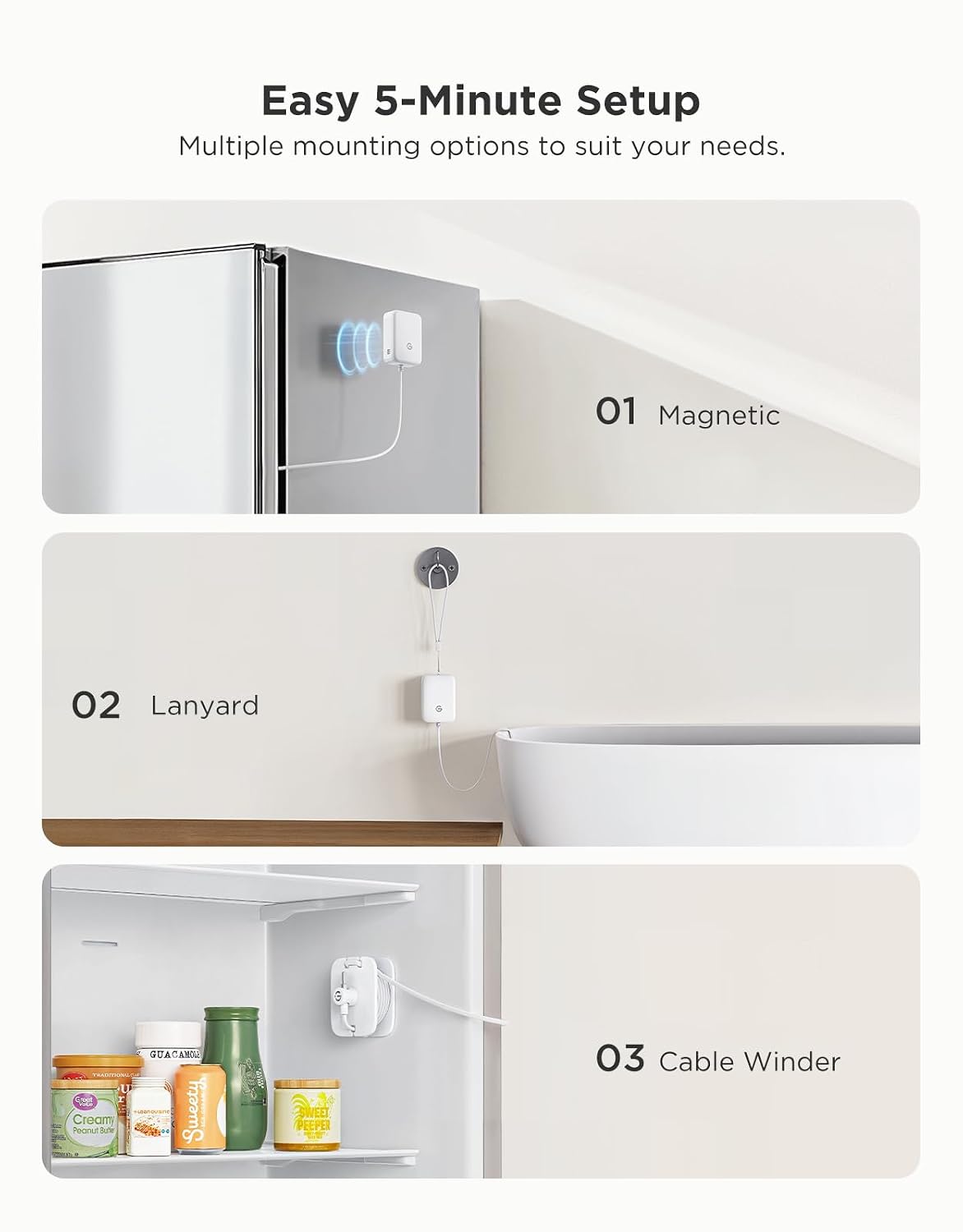 Goveelife Wifi Refrigerator Thermometer Sensor With Alarm, 2-Pack & Gateway | Monitor Fridge/Freezer Temp Remotely With App Alerts & Buzzer 230Ft Range. For Kitchen/Hot Tub, Only Support 2.4G Wi-Fi