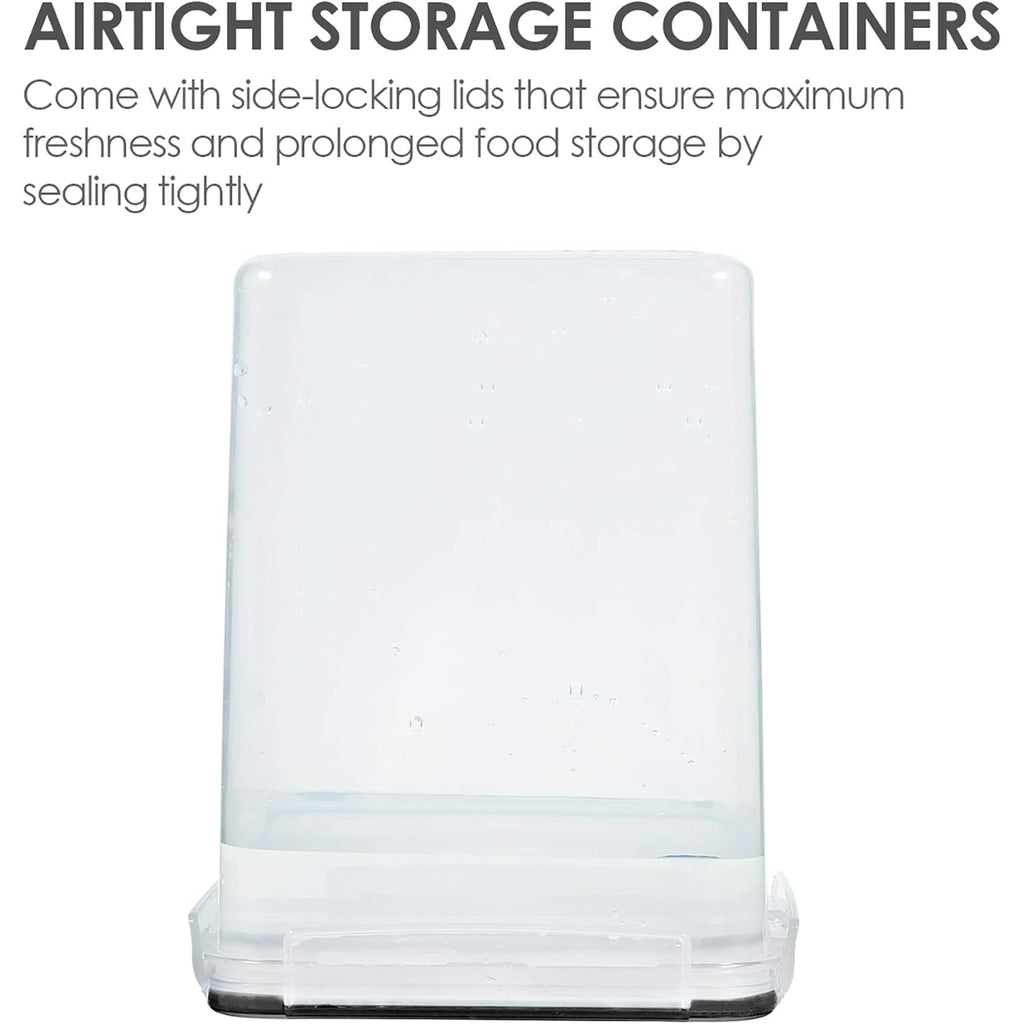 Vtopmart 4 PCS Large Food Storage Containers 5.2L / 175oz, 4 Pieces BPA Free Plastic Airtight Canisters for Flour, Sugar, Baking Supplies, Rice with Lids, 4 Measuring Cups and 24 Labels, Black