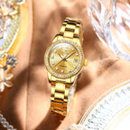 Olevs Womens Automatic Watch Gold Luxury Diamond Self Winding Ladies Wrist Watches Waterproof Luminous Date