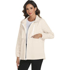Rain Jacket Women With Hooded Lightweight Waterproof Raincoats Packable Zipper Pockets Windbreakers