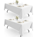 Pureegg Rectangle Table Cloth 60" x 102" – Durable Polyester Tablecloth Offers Reusable & Washable Protection, Ideal for Outdoor Party, Picnic, Wedding, Banquet and Birthday, 2 Pack, White