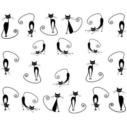 6 PCS Stylish Black Cat Image Art Sticker Decoration Charm Decals Polish Design Ornaments for Manicure Pedicure Nail Art for Women Girls