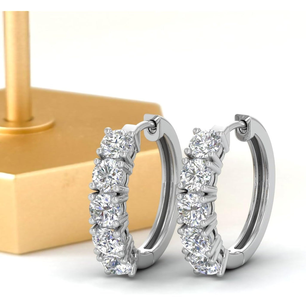 2 to 3 1/10 Carat Natural Diamond Hoop Earrings for Women in 14K Gold - IGI Certified