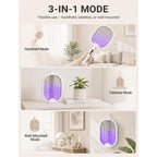 Electric Fly Swatter 4000V Bug Zapper Racket With 1800Mah Rechargeable Battery 5-Layer Safety Mesh Dual Modes 180° Foldable Ideal For Indoor Or Outdoor Use (White)