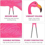 Pink Flamingos Yard Decorations - 2 Pack Extra Large 24" Tall Plastic Flamingo Statue W/Metal Stakes - Lawn Ornaments & Garden Decor For Outdoor Parties