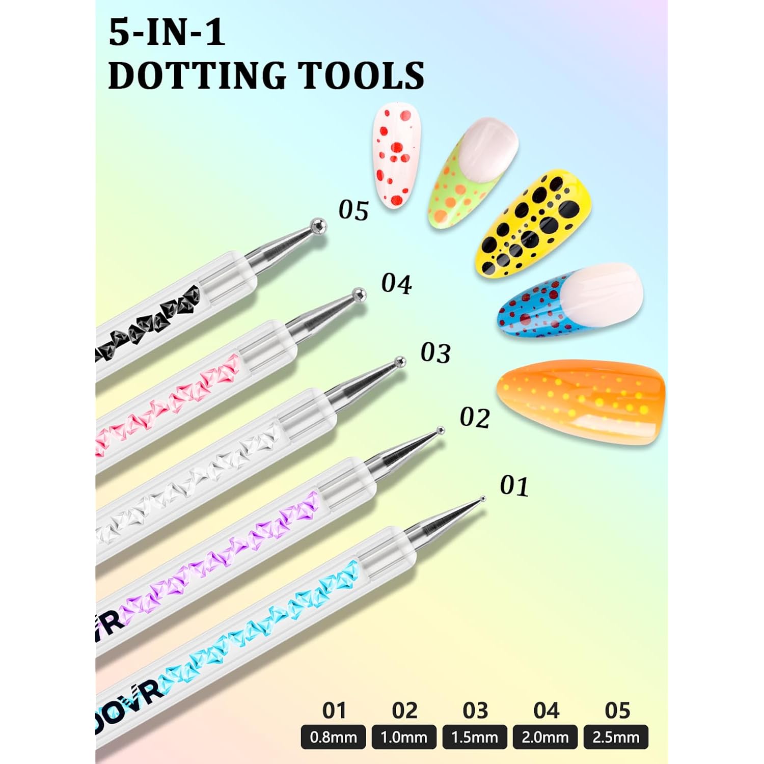 YOOVR Nail Art Tools Set, Nail Stand for Press on Holder for Painting Nails, Nail Art Brushes and Dotting Tools, Nail Design Tools Supplies, Gel Polish and Builder Brush, French Tip Brush, Liner Brush