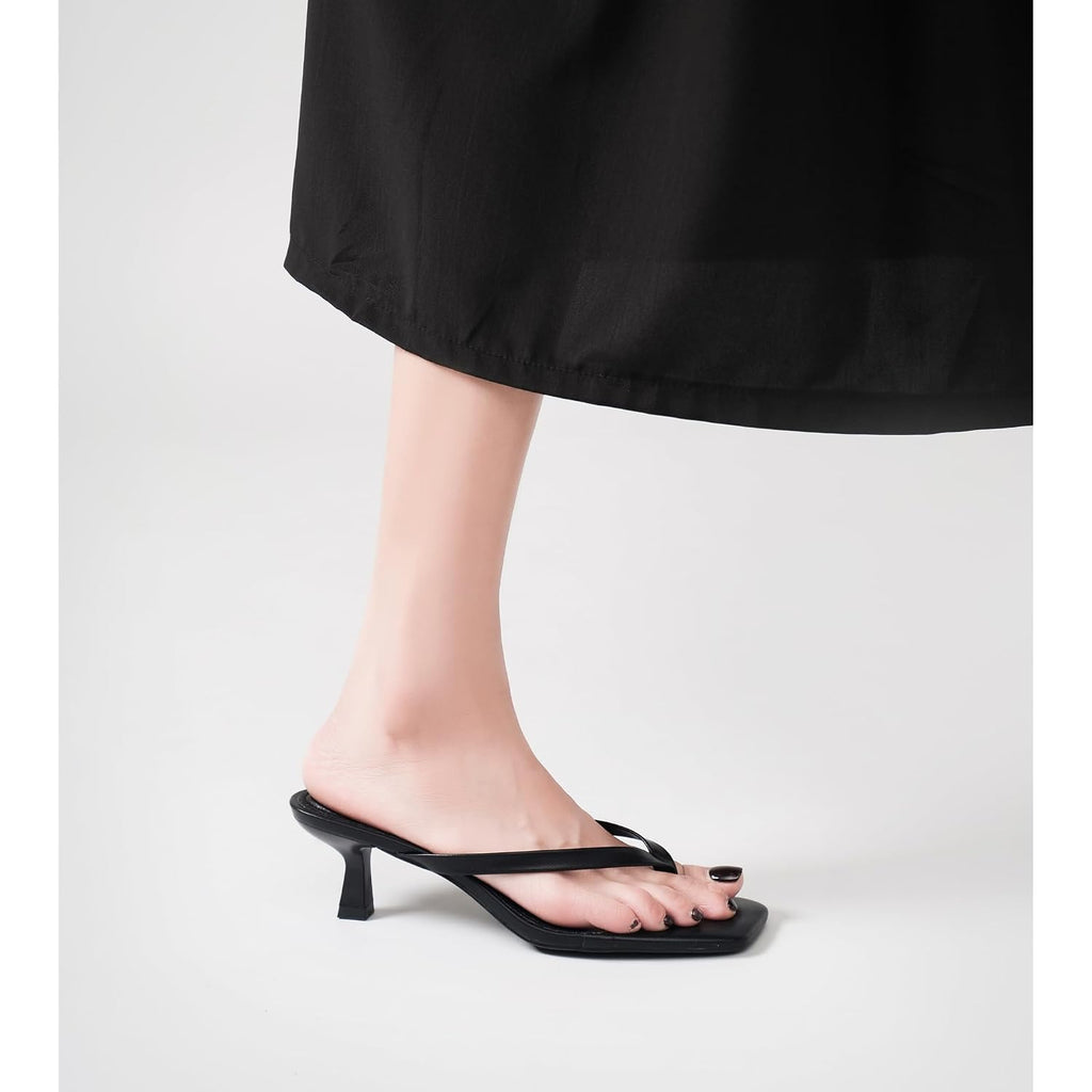Women'S Kitten Heels Sandals Square Open Toe Flip Flop Heels 1.8-2 Inch Heeled Sandals For Women